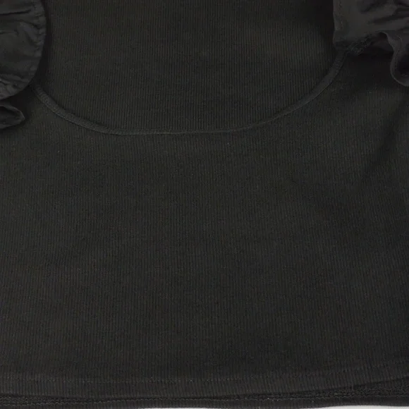 Zara Black Stretch Ruffled Sleeves Top. - Picture 10 of 14